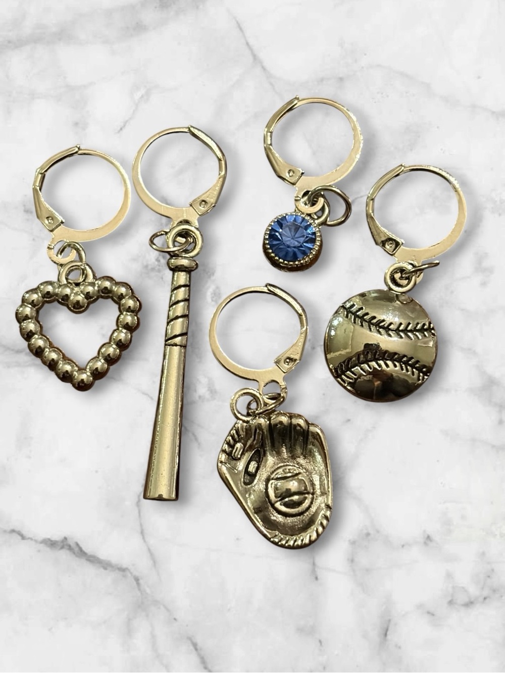 Set of 5 Baseball Shoe Charms